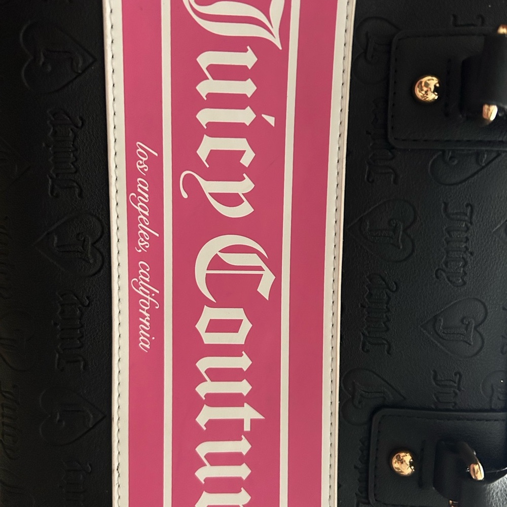 Juicy Couture Black & Hot Pink Dome Satchel with Logo Panel - Picture 4 of 5